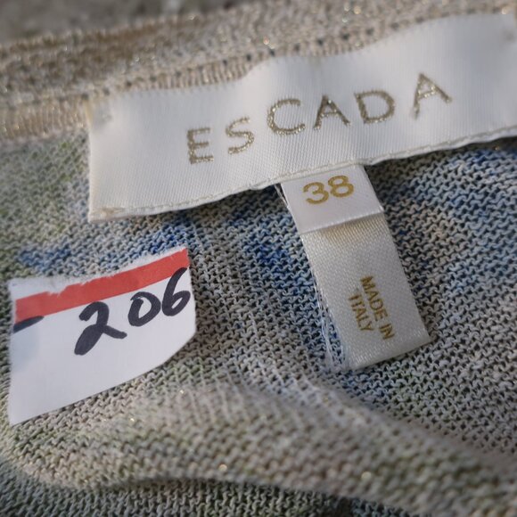 Escada Light Gold Metallic Floral 2PC Cardigan Sweater-Tank Set 34 EUR/US 2 - Picture 8 of 9
